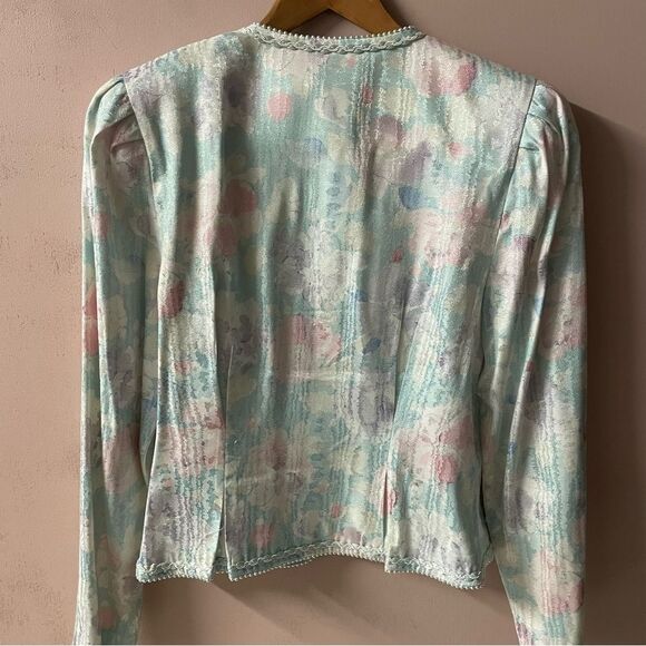 Vintage Nah Nah Collections Light Blue|Pink|Cream Floral Print Blazer EUC Sz. 8 - Picture 10 of 11